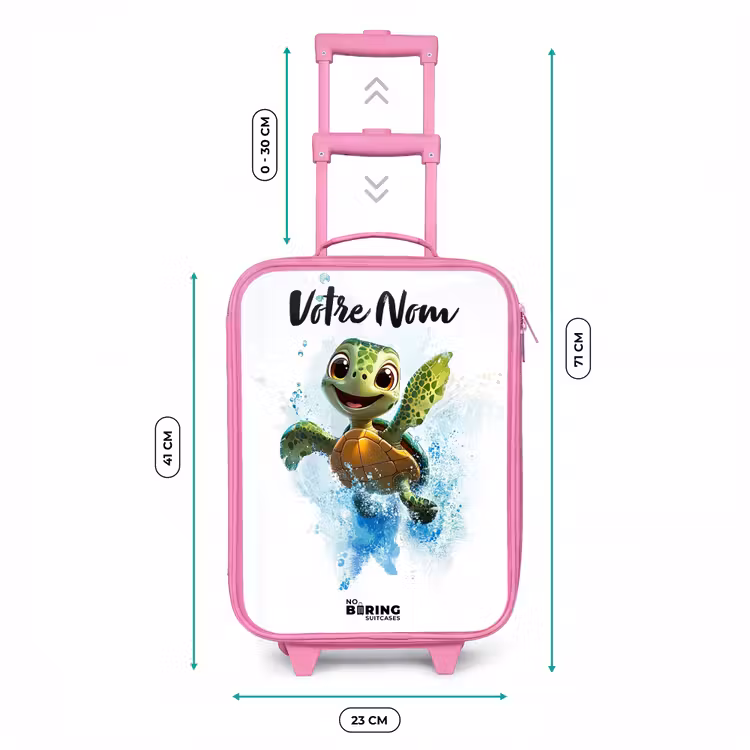 Valise enfant avec nom - Rose - Tortue - Eau - Vert — 6