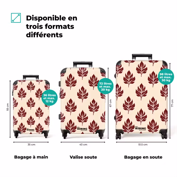 Valise - Botanique - Motif - Bordeaux — 3