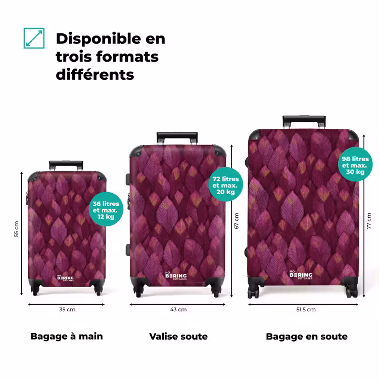 Valise - Feuilles - Motif - Bourgogne — 3