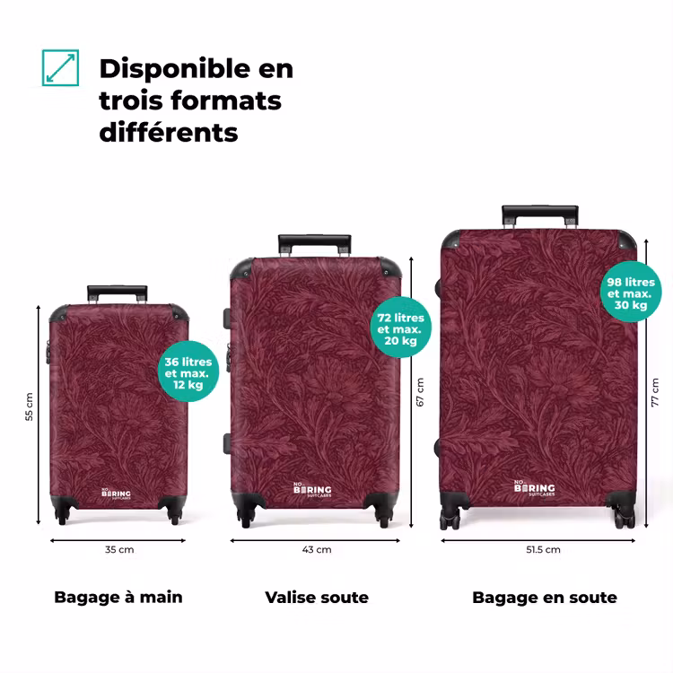 Valise - Feuilles - Motif - Violet — 3