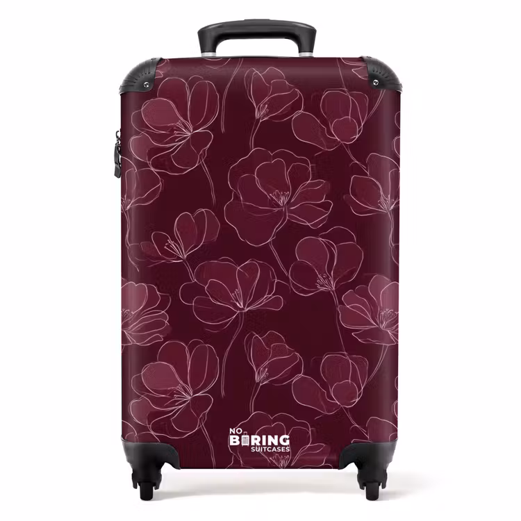 Valise - Fleurs - Motif - Bourgogne — 1