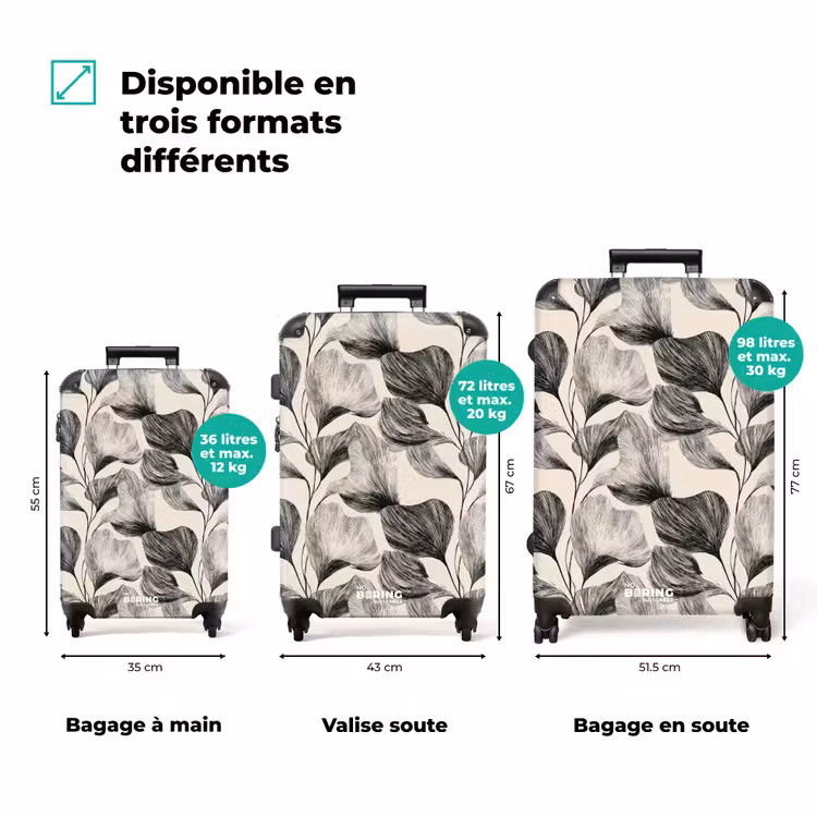 Valise - Botanique - Feuilles - Noir — 3