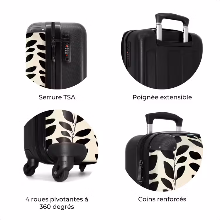 Valise - Botanique - Motif - Noir - Beige — 8