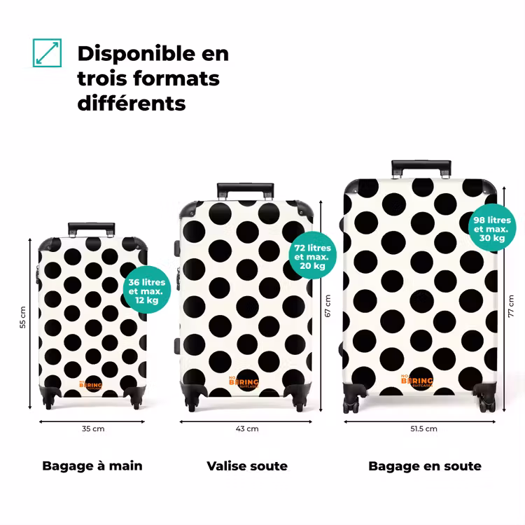 Valise - Classique - Pois - Noir — 3