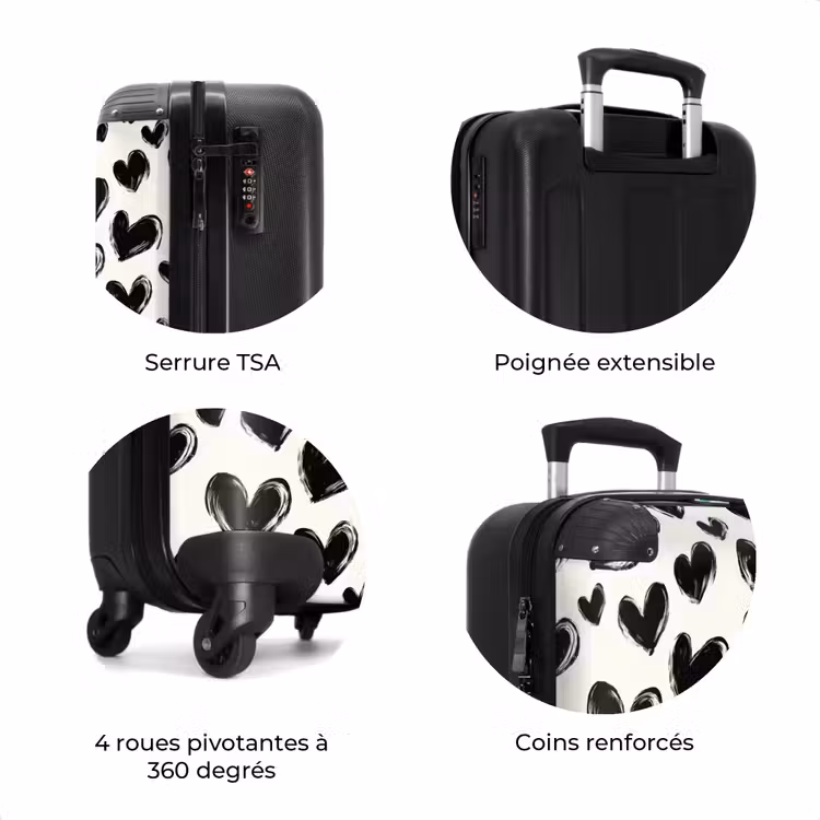 Valise - Coeurs - Motif - Noir — 8