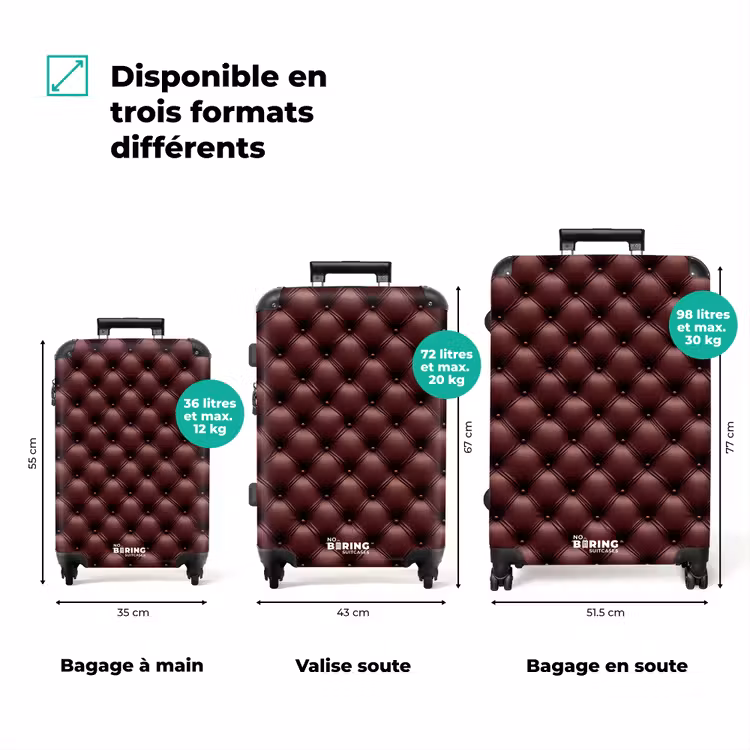 Valise - Cuir - Motif - Bordeaux — 3