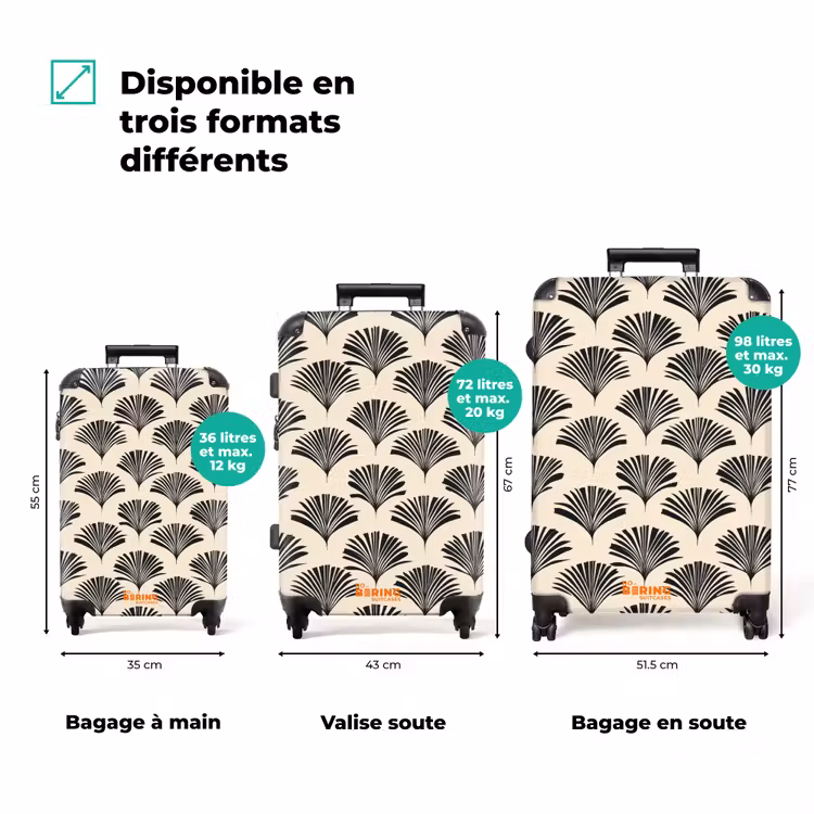Valise - Eventails - Botanique - Noir - Beige — 3