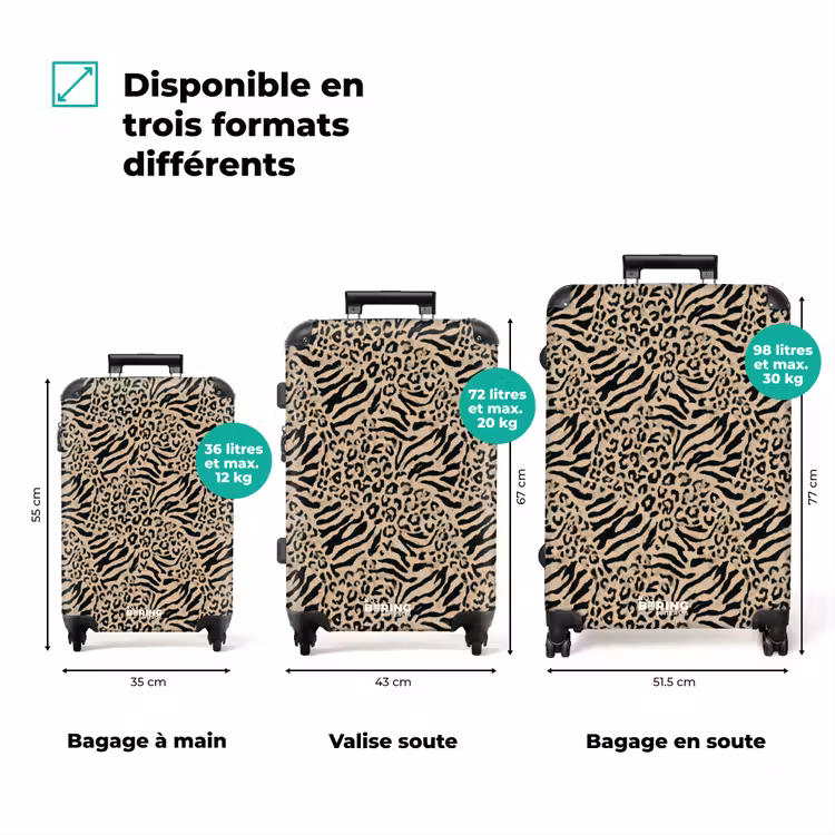 Valise - Girafe - Zèbre - Motif - Marron — 3