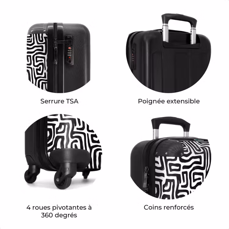 Valise - Graphique - Lignes - Noir et blanc — 8