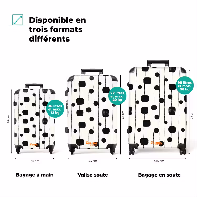 Valise - Graphique - Moderne - Noir — 3