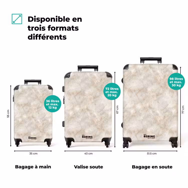 Valise - Beige clair - Veines brun doré - Marbre — 3
