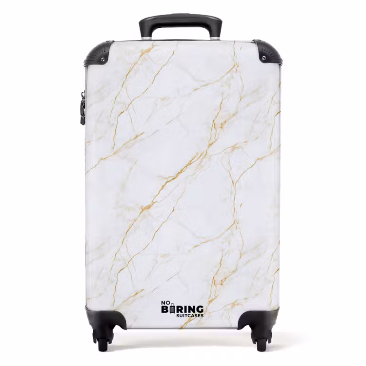 Valise - Blanc - Marbre - Or - Luxueux — 1