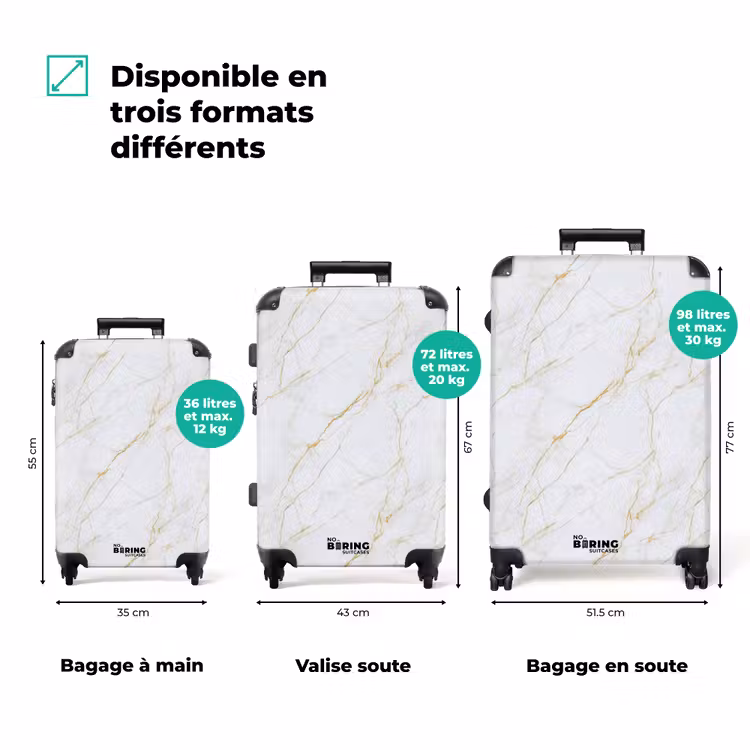Valise - Blanc - Marbre - Or - Luxueux — 3