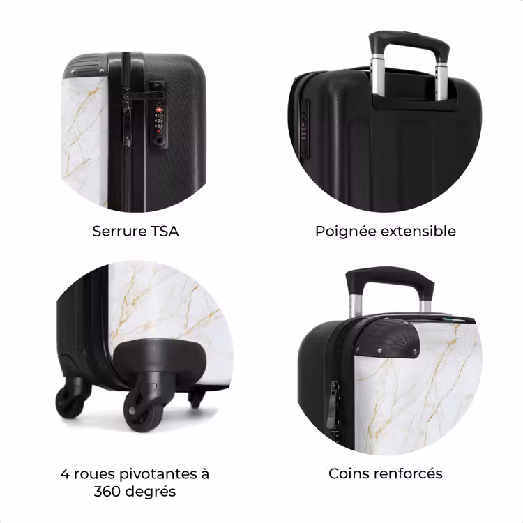 Valise - Blanc - Marbre - Or - Luxueux — 8
