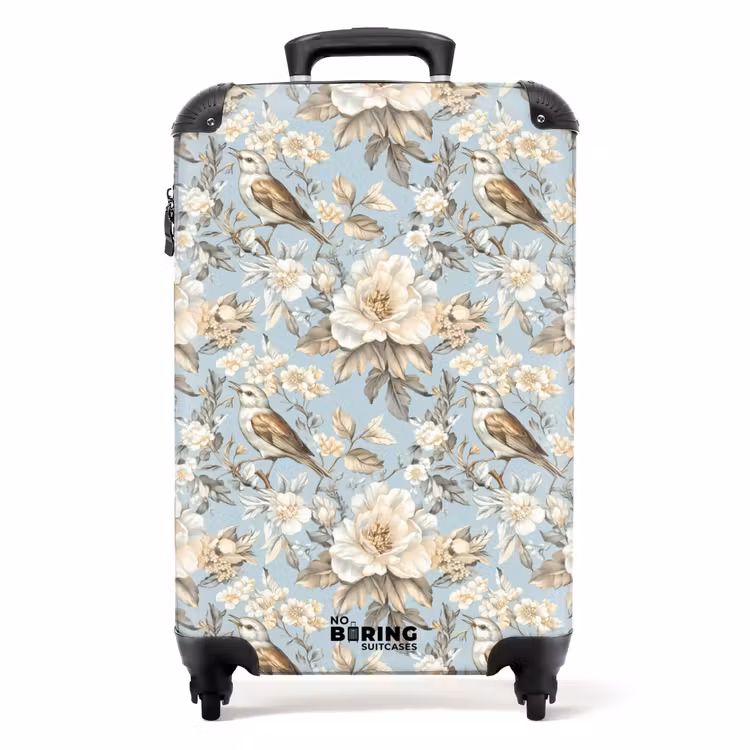 Valise - Botanique - Oiseau chanteur - Bleu — 1