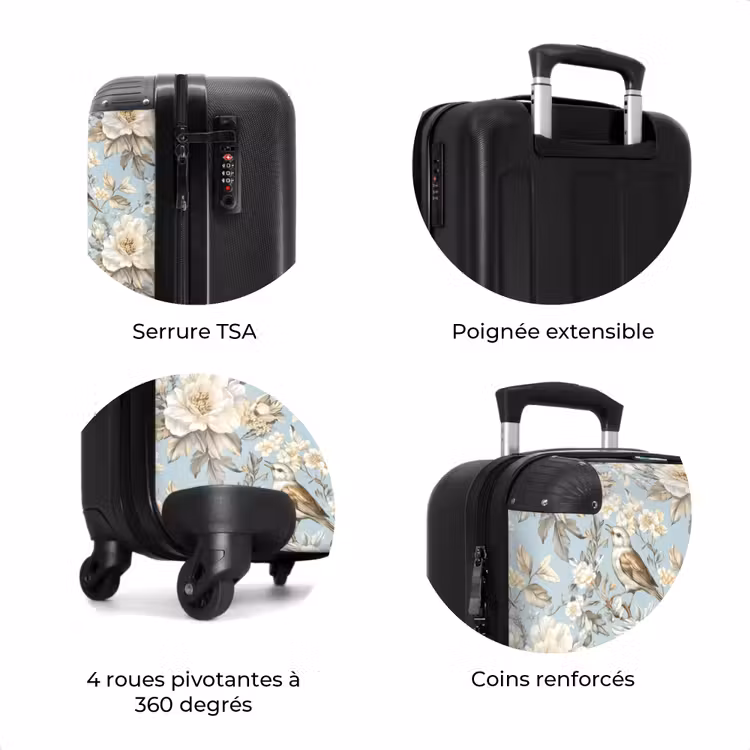 Valise - Botanique - Oiseau chanteur - Bleu — 8