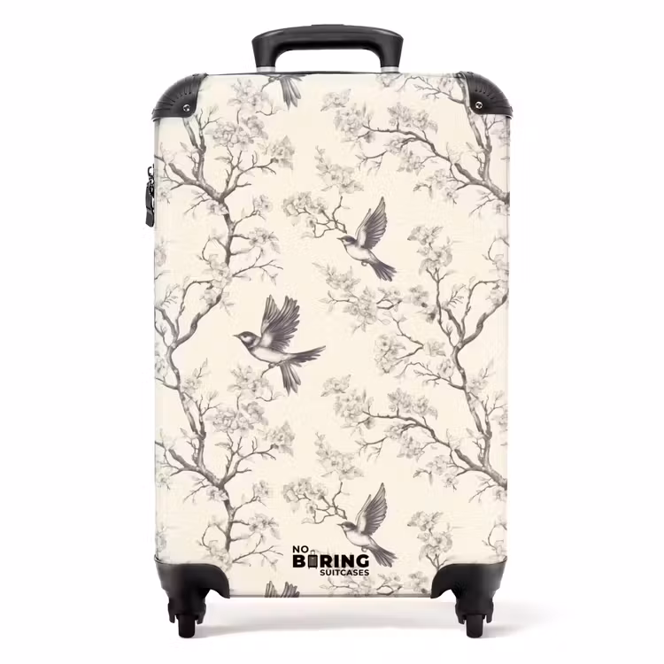 Valise - Branches - Oiseaux - Beige — 1