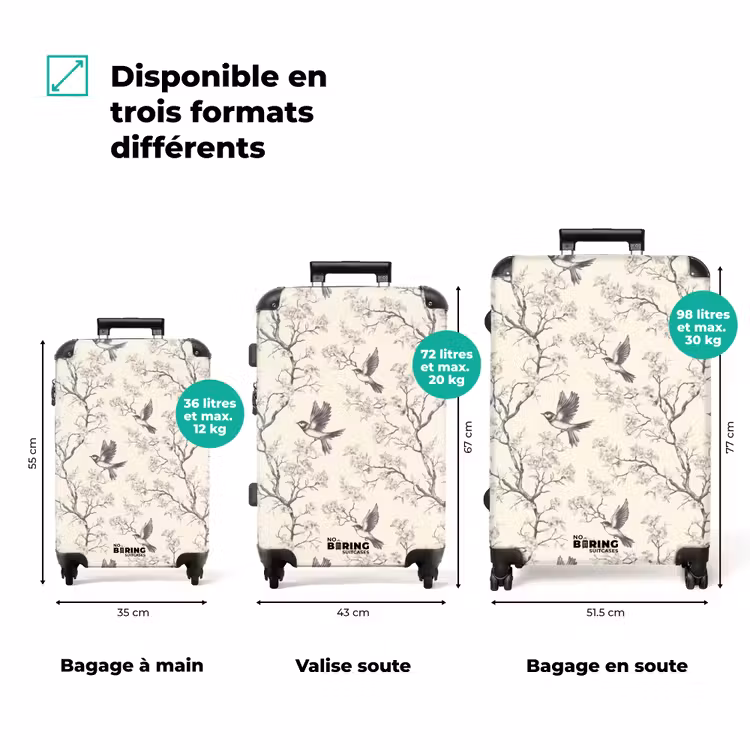 Valise - Branches - Oiseaux - Beige — 3