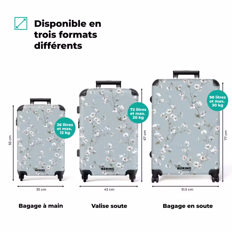 Valise - Classique - Fleurs - Bleu — 3