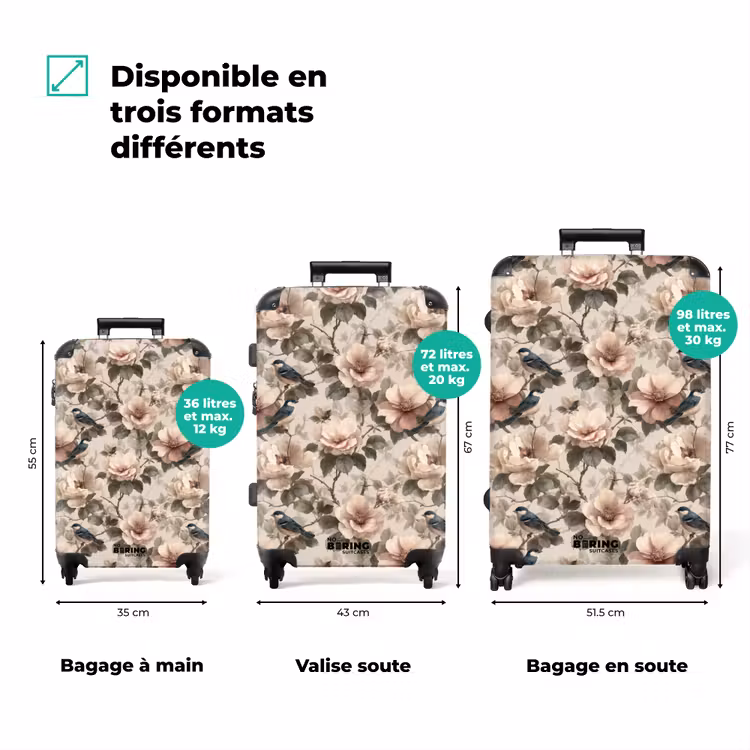 Valise - Classique - Oiseaux - Coloré — 3