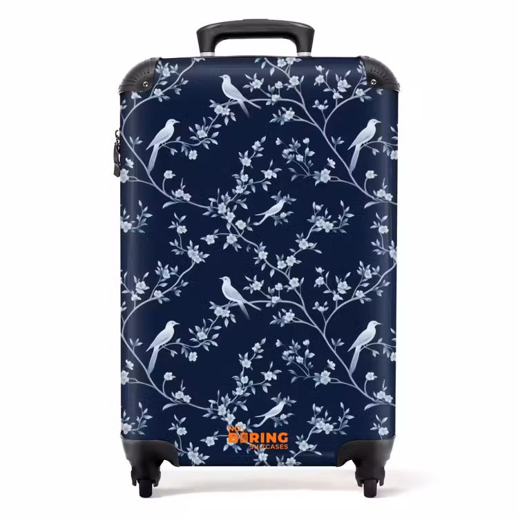 Valise - Graphique - Branche fleurie - Bleu — 1