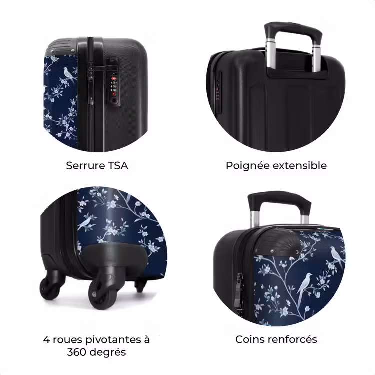 Valise - Graphique - Branche fleurie - Bleu — 8