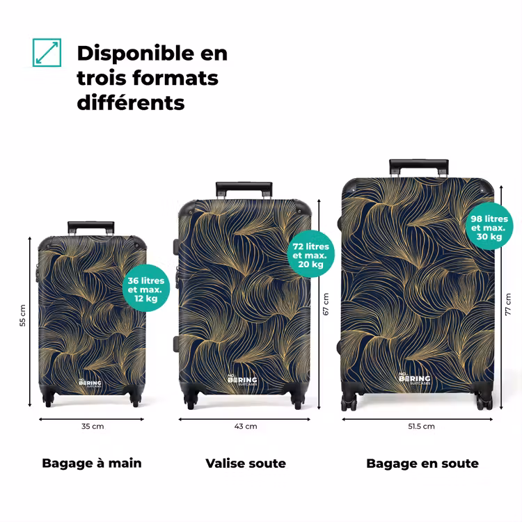 Valise - Abstrait - Lignes - Bleu - Or — 3
