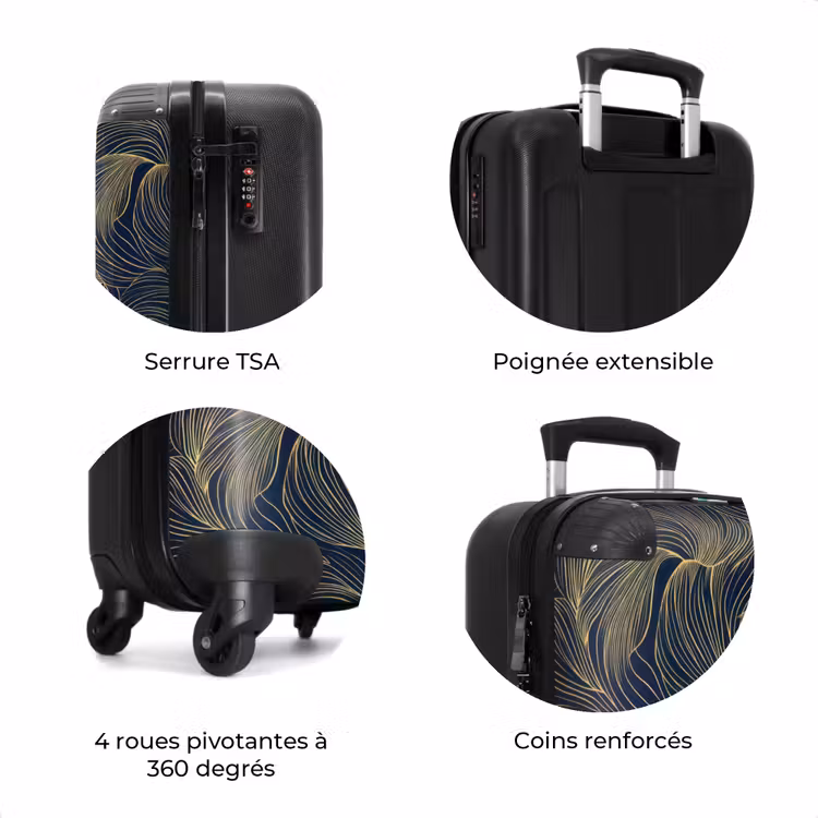 Valise - Abstrait - Lignes - Bleu - Or — 8
