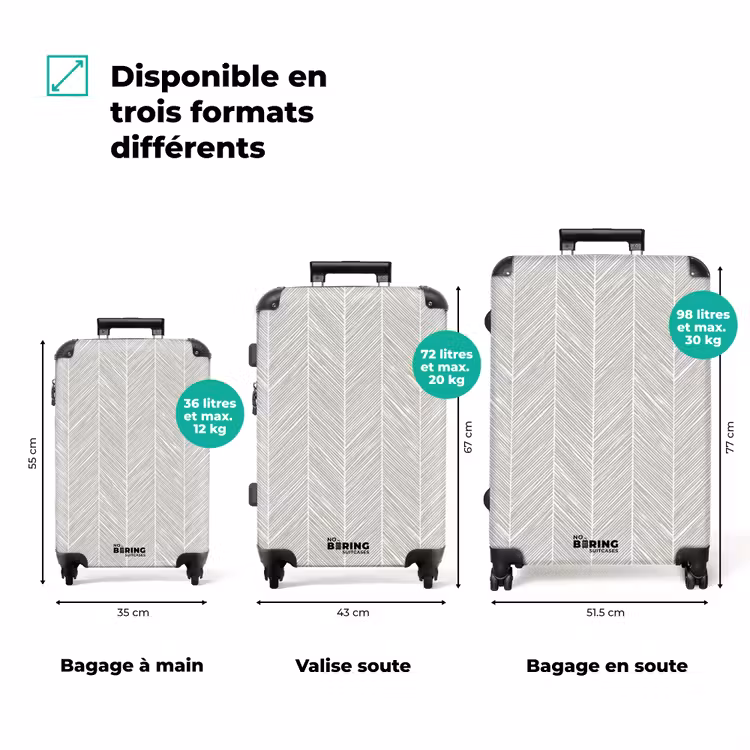 Valise - Classique - Chevrons - Gris — 3