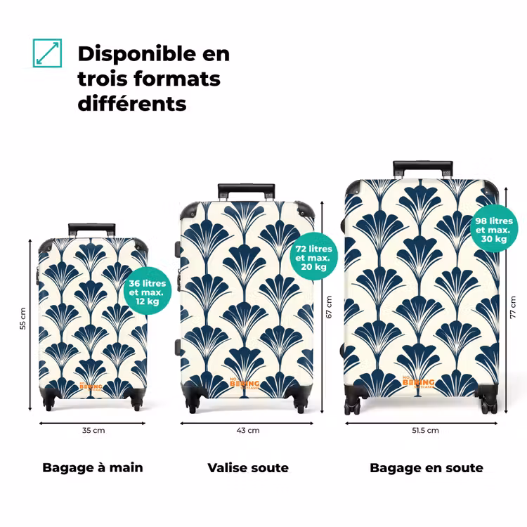 Valise - Classique - Motif - Bleu — 3