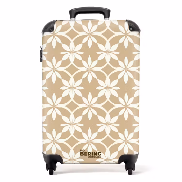 Valise - Fleurs - Motif - Beige — 1