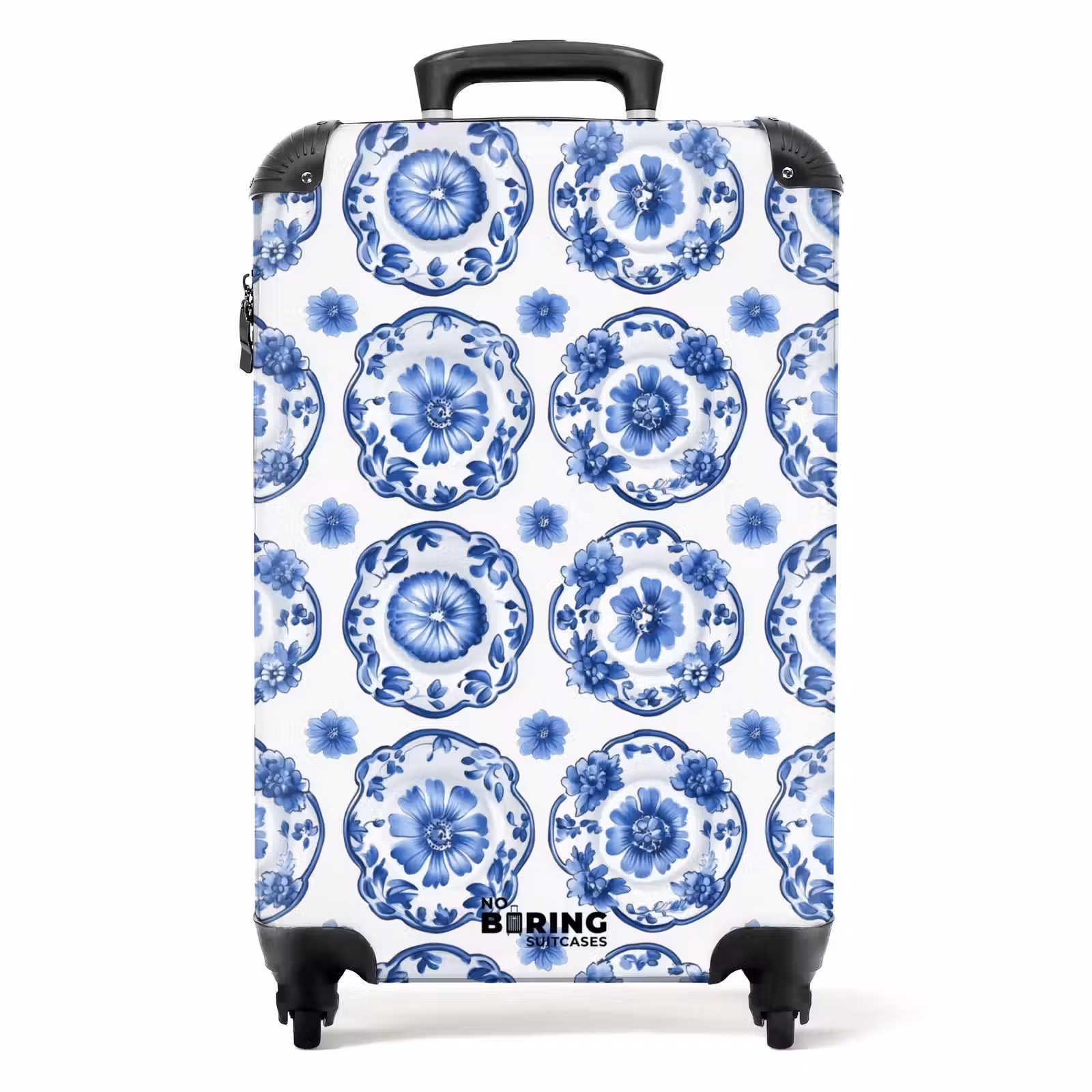 Valise - Assiettes décoratives - Fleurs - Bleu — 1