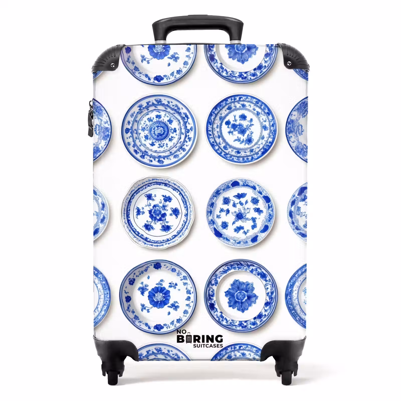 Valise - Assiettes - Fleurs - Motif - Bleu — 1