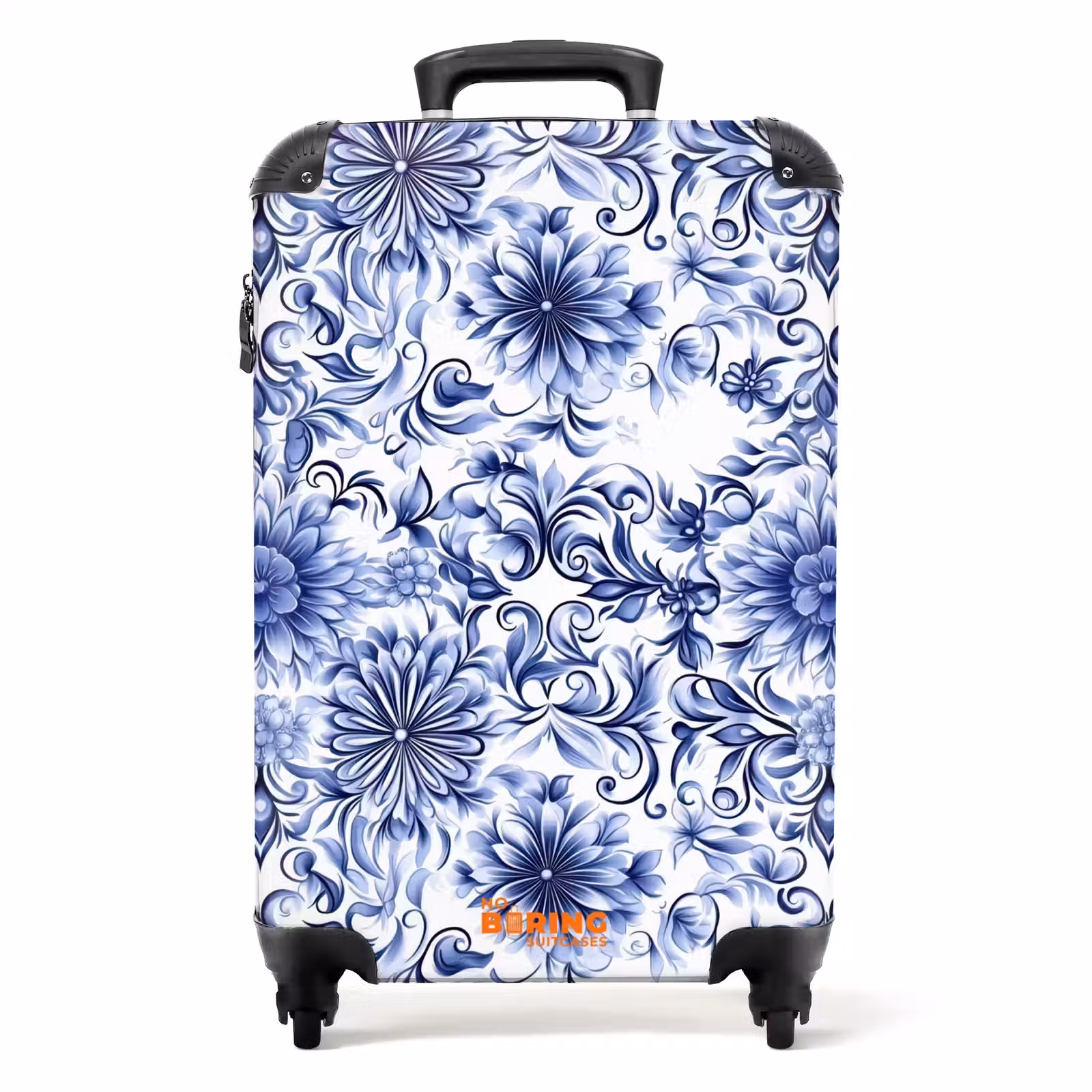 Valise - Fleurs - Bleu - Motif - Blanc — 1