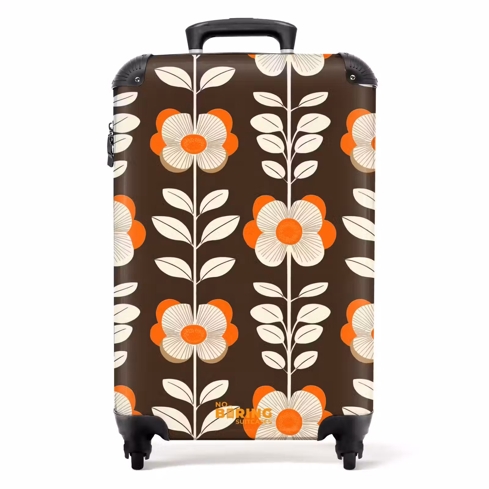Valise - Fleurs - Rétro - Marron — 1
