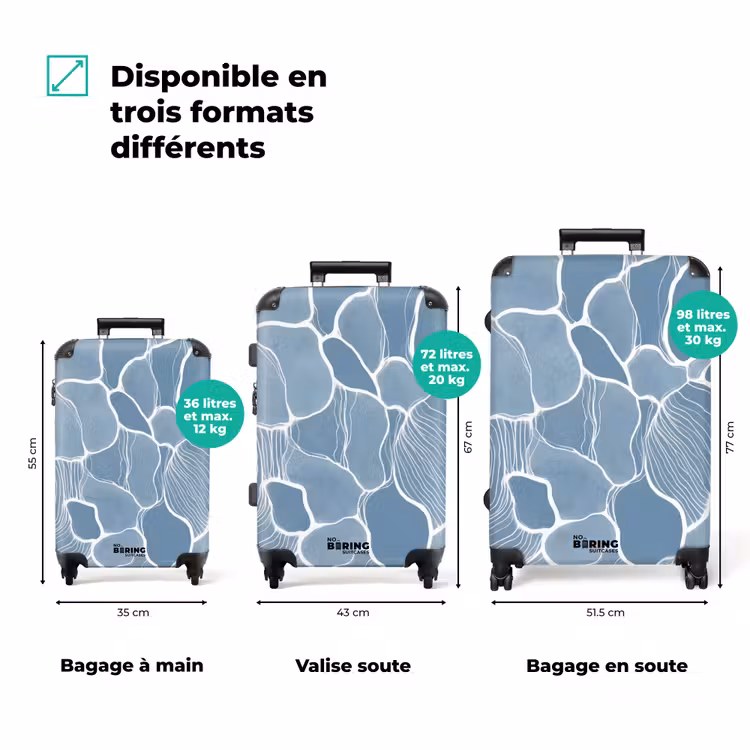 Valise - Abstrait - Bleu - Feuilles — 3