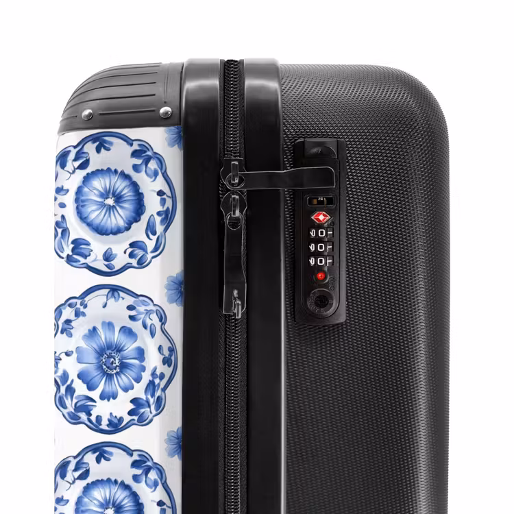 Valise - Assiettes décoratives - Fleurs - Bleu — 6