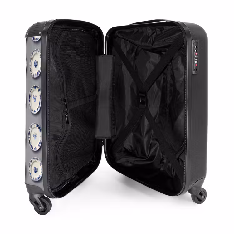 Valise - Assiettes - Fleurs - Bleu - Blanc — 5