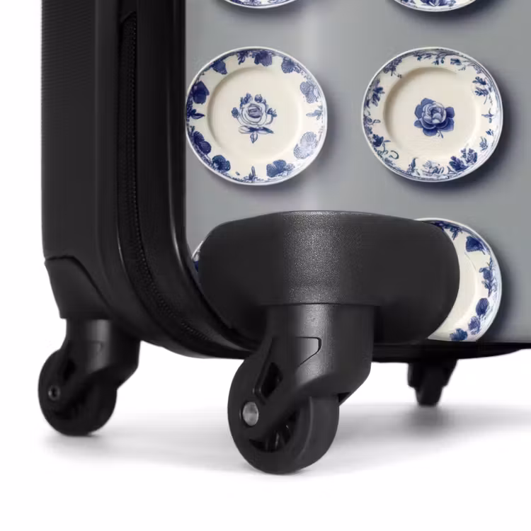 Valise - Assiettes - Fleurs - Bleu - Blanc — 7