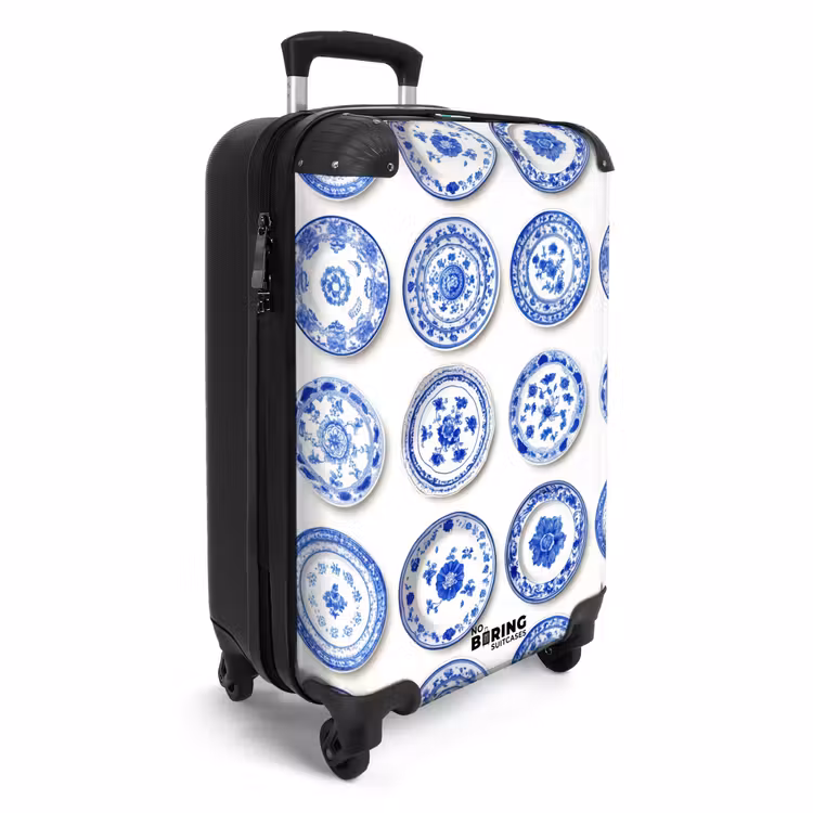Valise - Assiettes - Fleurs - Motif - Bleu — 2