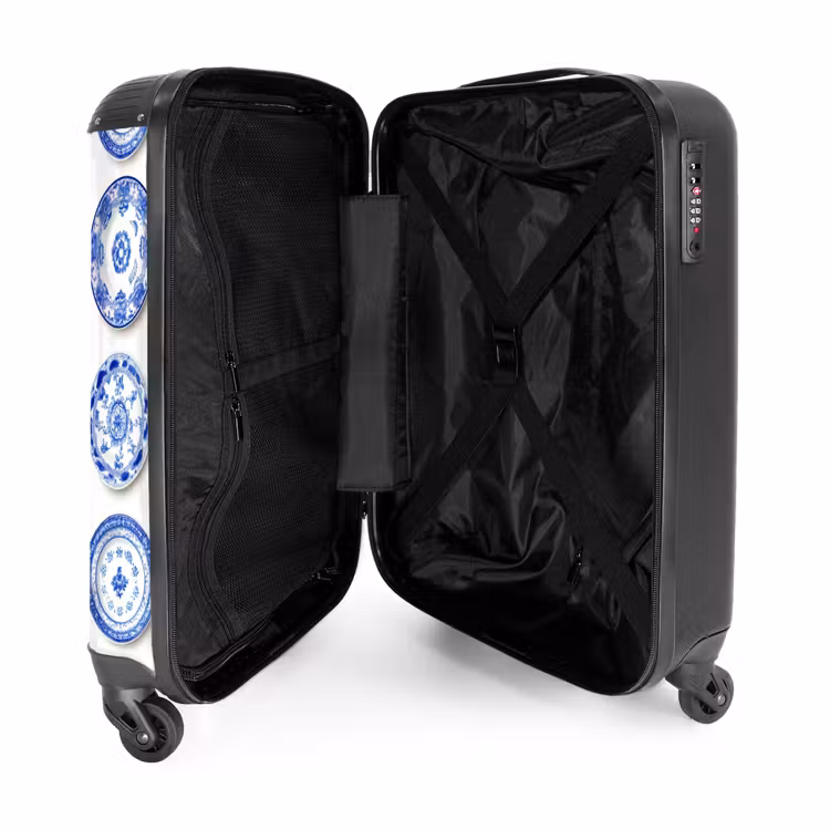 Valise - Assiettes - Fleurs - Motif - Bleu — 5
