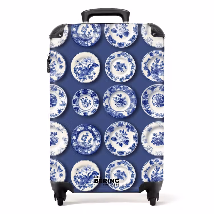 Valise - Assiettes - Floral - Bleu — 1