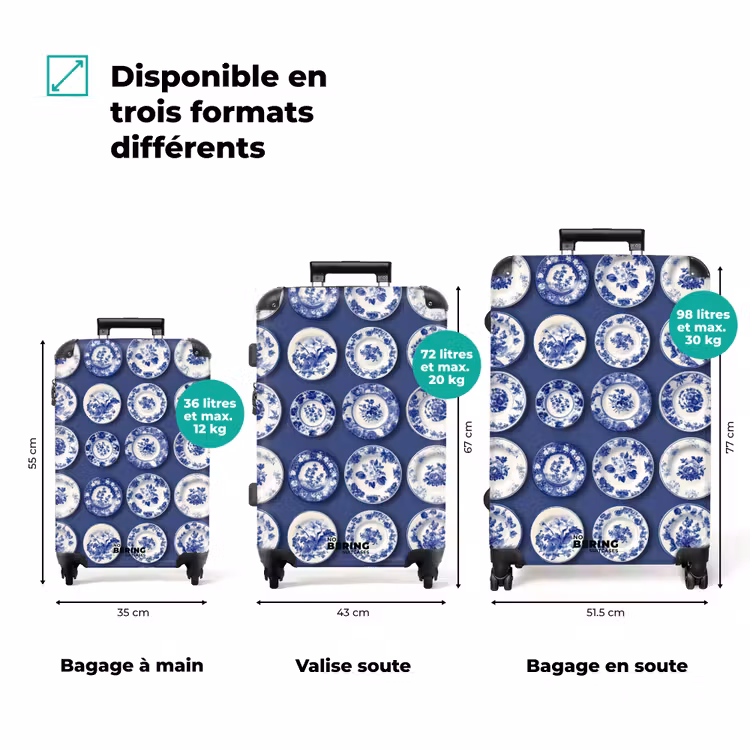 Valise - Assiettes - Floral - Bleu — 3