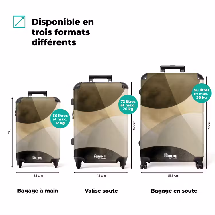 Valise - Avions - Abstrait - Beige - Cercles — 3