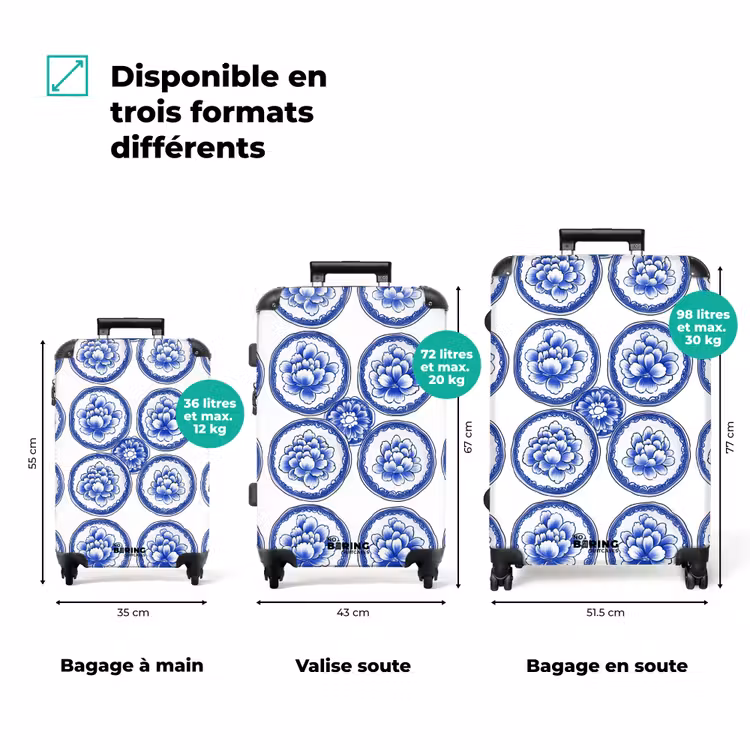 Valise - Cercles - Fleurs - Bleu — 3