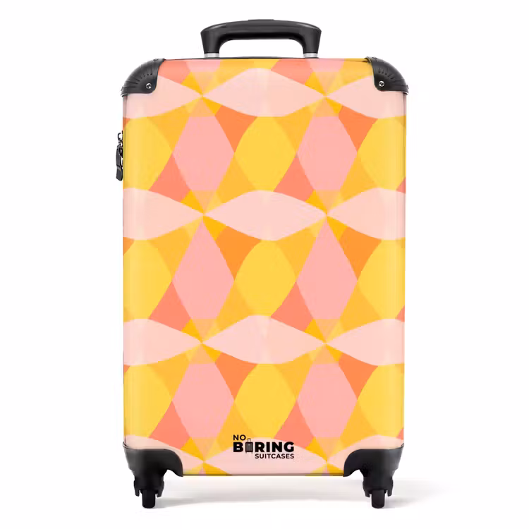 Valise - Coloré - Motif en damier - Formes de feuilles — 1