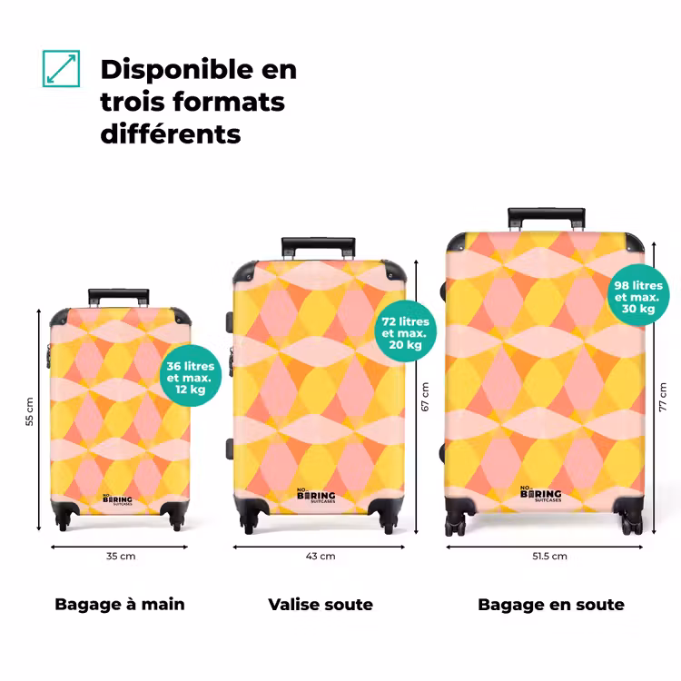 Valise - Coloré - Motif en damier - Formes de feuilles — 3