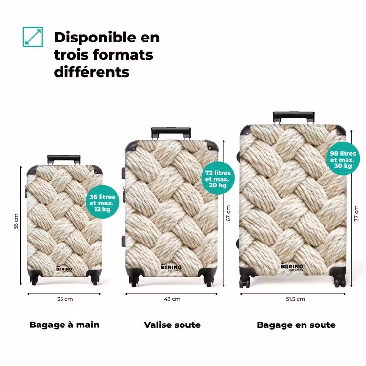 Valise - Corde - Tricotée - Beige — 3