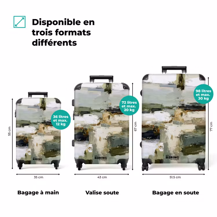 Valise - Coups de pinceau - Vert - Abstrait - Japandi — 3
