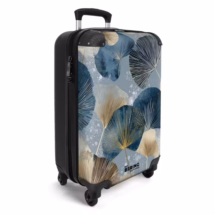 Valise - Feuilles - Abstrait - Or - Bleu — 2